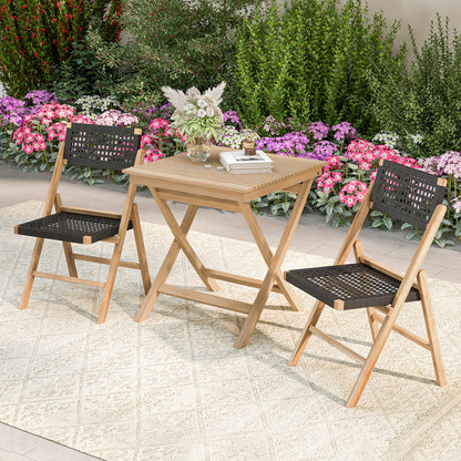 27.5 Inch Patio Bistro Table with Slatted Tabletop and Sturdy Wood Frame, Natural Patio Coffee Tables at Gallery Canada