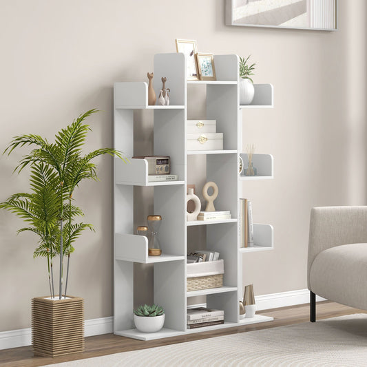 Tree-Shaped Bookshelf with 13 Compartments, White - Gallery Canada