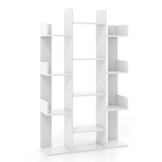 Tree-Shaped Bookshelf with 13 Compartments, White Bookcases White at Gallery Canada