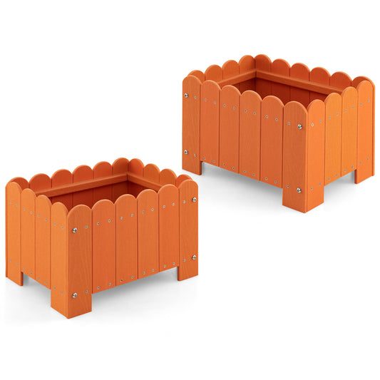 2 Pack Rectangular Planter Box with Drainage Gaps for Front Porch Garden Balcony, Orange Plant Stands Orange at Gallery Canada