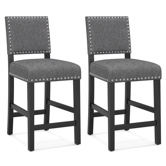 38.5/43.5 Inch Set of 2 Counter Height Chairs with Solid Rubber Wood Frame-S, Gray Dining Chairs S at Gallery Canada