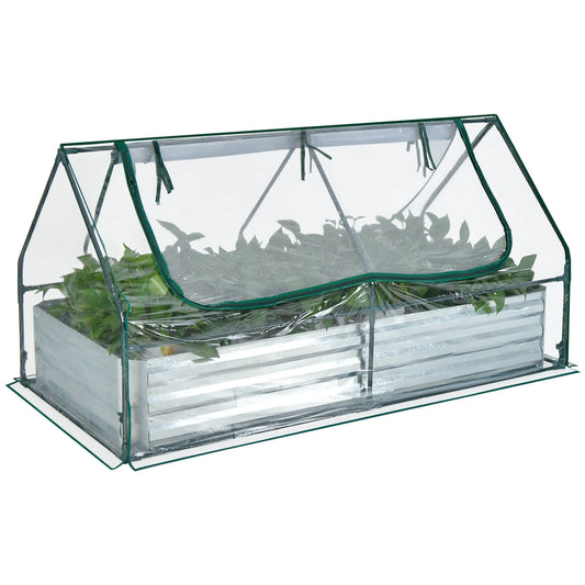 6 x 3 x 3 Feet Galvanized Raised Garden Bed With Greenhouse, Silver Raised Garden Beds Silver at Gallery Canada