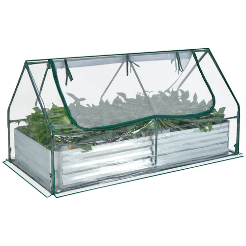 6 x 3 x 3 Feet Galvanized Raised Garden Bed With Greenhouse, Silver