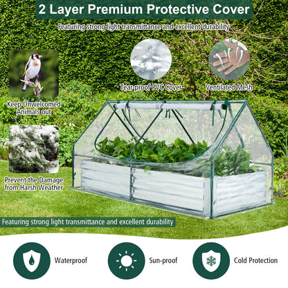 6 x 3 x 3 Feet Galvanized Raised Garden Bed With Greenhouse, Silver Raised Garden Beds at Gallery Canada