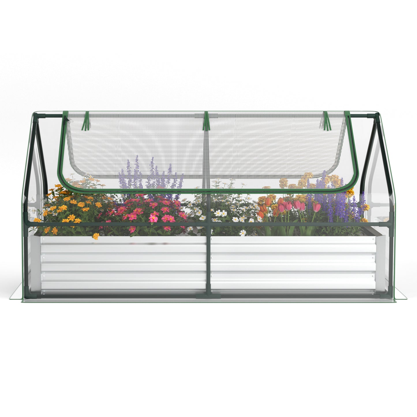 6 x 3 x 3 Feet Galvanized Raised Garden Bed With Greenhouse, Silver Raised Garden Beds at Gallery Canada