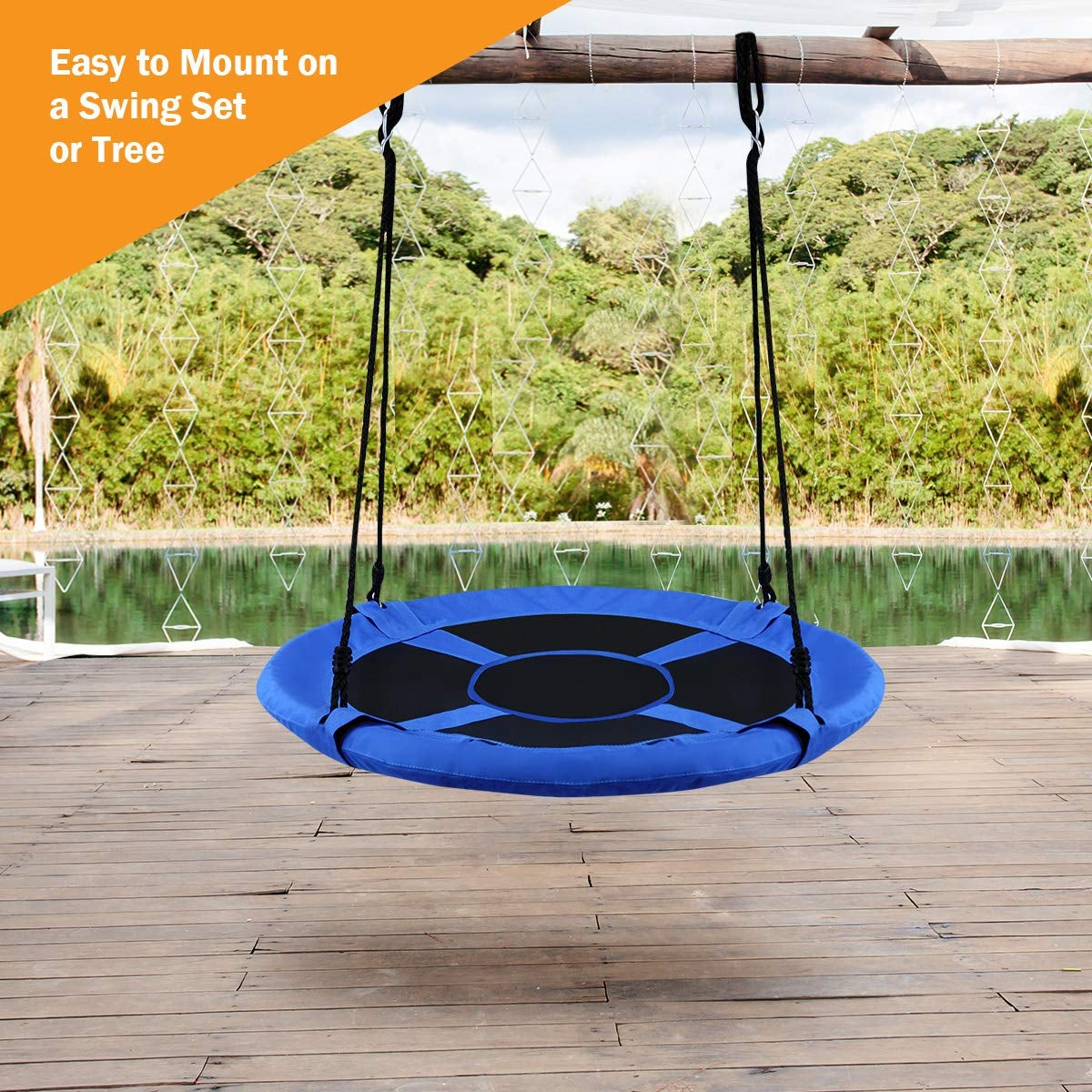 40 Inch Flying Saucer Tree Swing Indoor Outdoor Play Set, Blue Swing & Playsets at Gallery Canada