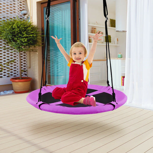 40 Inch Flying Saucer Tree Swing Indoor Outdoor Play Set, Purple