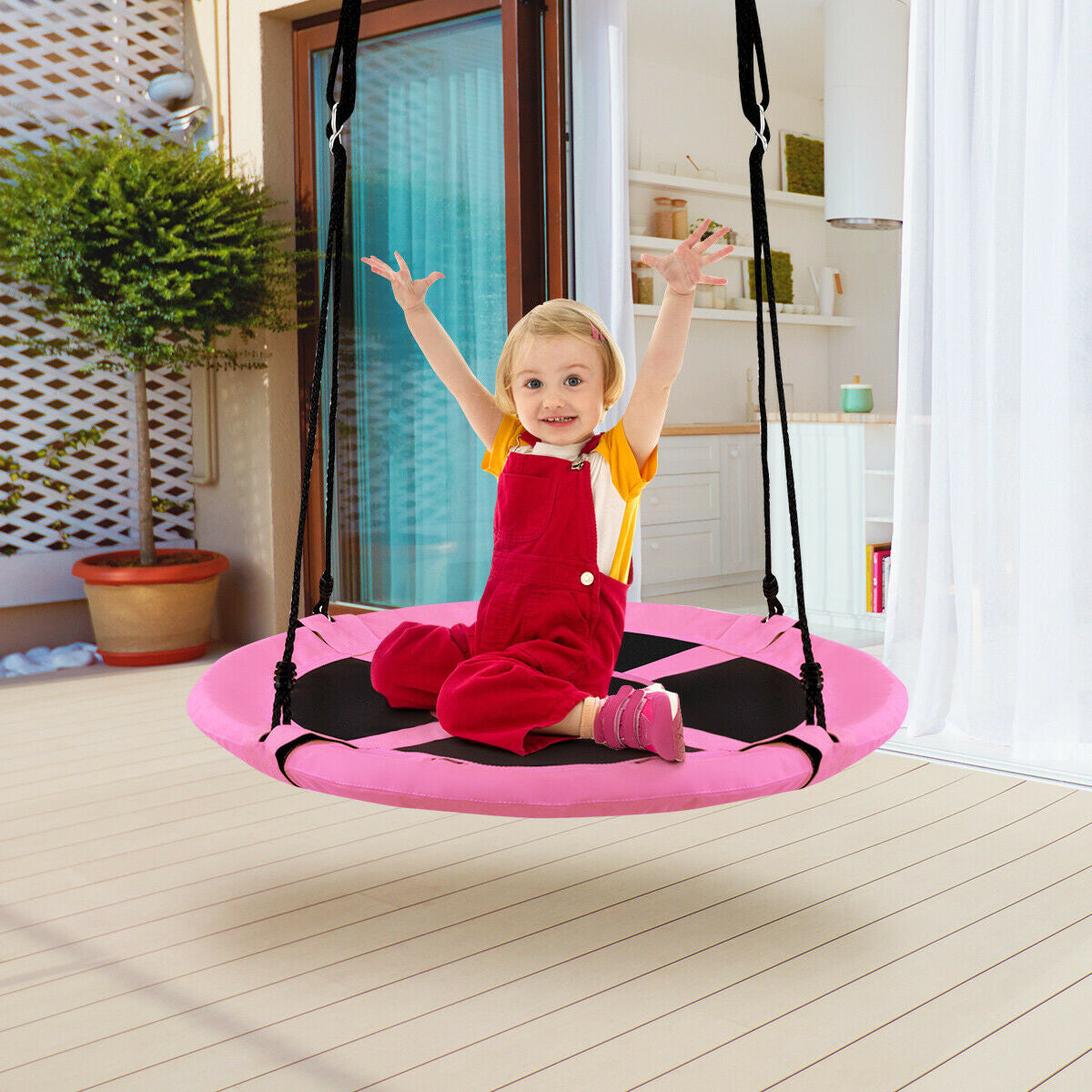 40 Inch Flying Saucer Tree Swing Indoor Outdoor Play Set, Pink Swing & Playsets at Gallery Canada