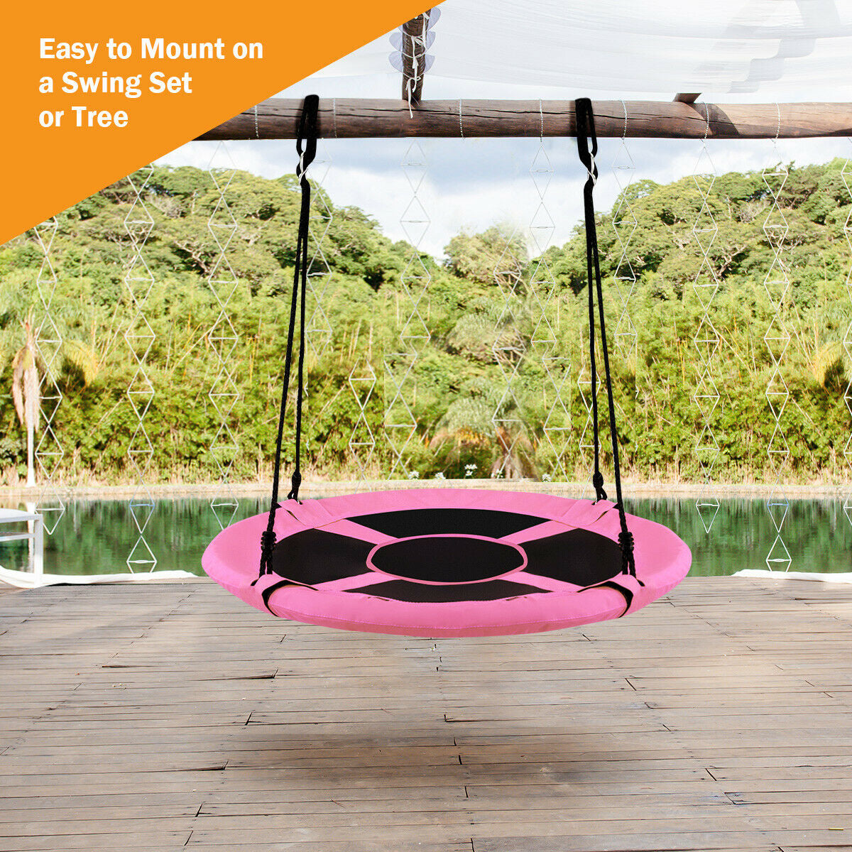 40 Inch Flying Saucer Tree Swing Indoor Outdoor Play Set, Pink Swing & Playsets at Gallery Canada