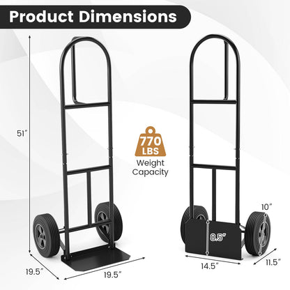 P-Handle Sack Truck with 10 Inch Wheels and Foldable Load Area, Black - Gallery Canada