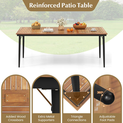 79" Acacia Wood Outdoor Dining Table for 8 with 1.9" Umbrella Hole