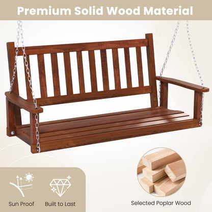 2-Person Wooden Outdoor Porch Swing with 500 lbs Weight Capacity, Brown Porch Swings at Gallery Canada