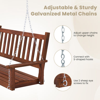2-Person Wooden Outdoor Porch Swing with 500 lbs Weight Capacity, Brown Porch Swings at Gallery Canada