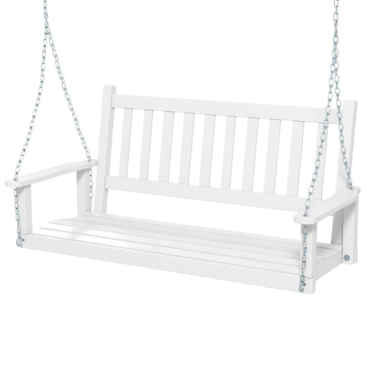 2-Person Wooden Outdoor Swing, 500 lbs Capacity, White