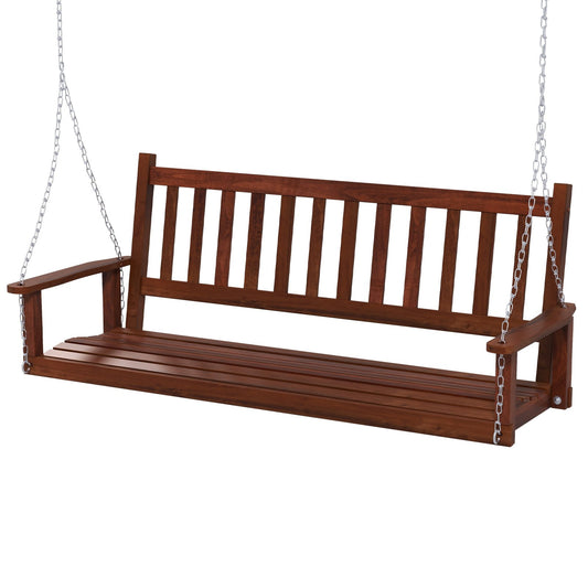 3-Person Wooden Outdoor Porch Swing with 800 lbs Weight Capacity, Brown - Gallery Canada