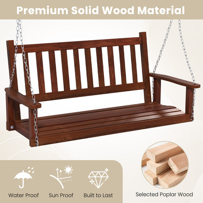 3-Person Wooden Outdoor Porch Swing with 800 lbs Weight Capacity, Brown Porch Swings at Gallery Canada
