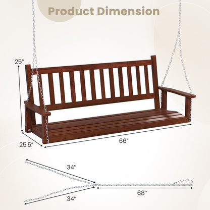 3-Person Wooden Outdoor Porch Swing with 800 lbs Weight Capacity, Brown Porch Swings at Gallery Canada