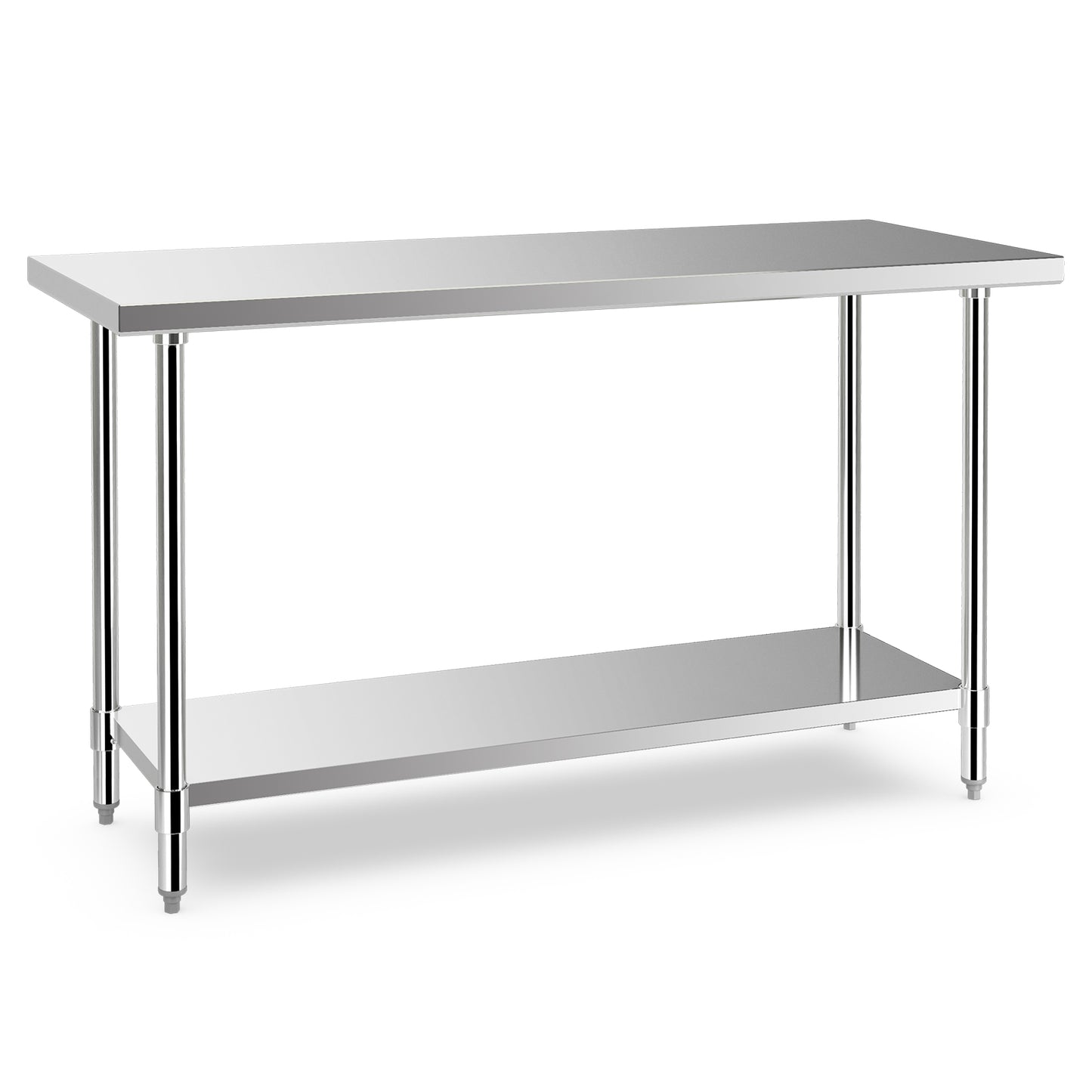 24 x 60 Inches Stainless Steel Kitchen Prep Table, Adjustable Undershelf, Silver Kitchen Tools Silver at Gallery Canada