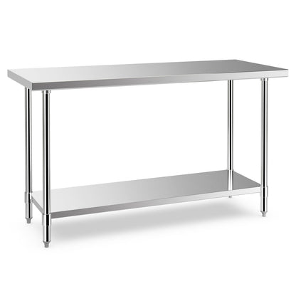 24 x 60 Inches Stainless Steel Kitchen Prep Table, Adjustable Undershelf, Silver Kitchen Tools Silver at Gallery Canada