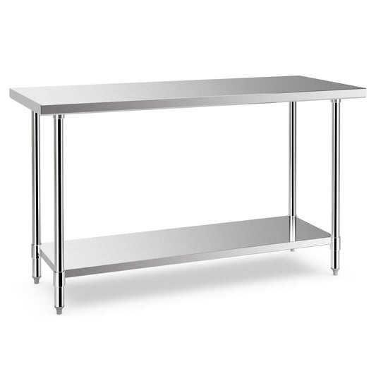24 x 60 Inches Stainless Steel Kitchen Prep Table, Adjustable Undershelf, Silver