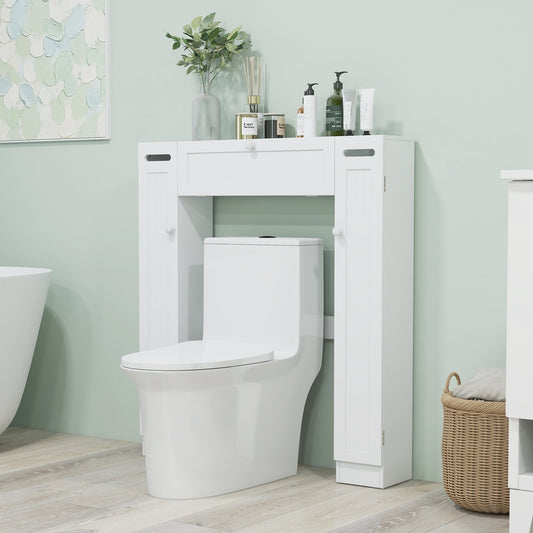 Over The Toilet Bathroom Cabinet with Adjustable Shelves and Paper Holder, White - Gallery Canada