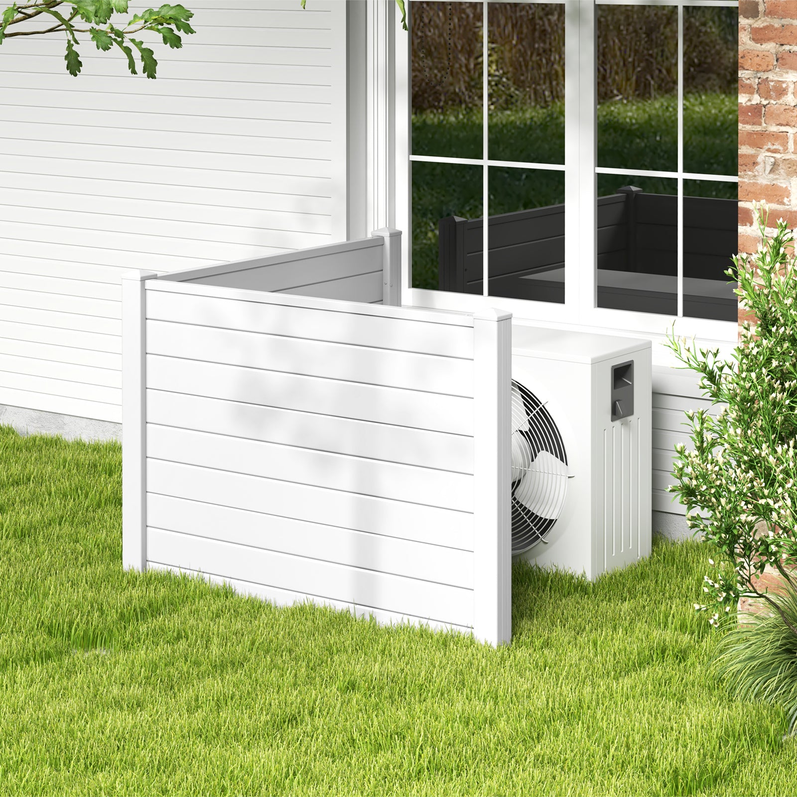 Outdoor PVC Air Conditioner Fence with 20 Inch Long Stakes, White Decorative Fencing & Flooring at Gallery Canada