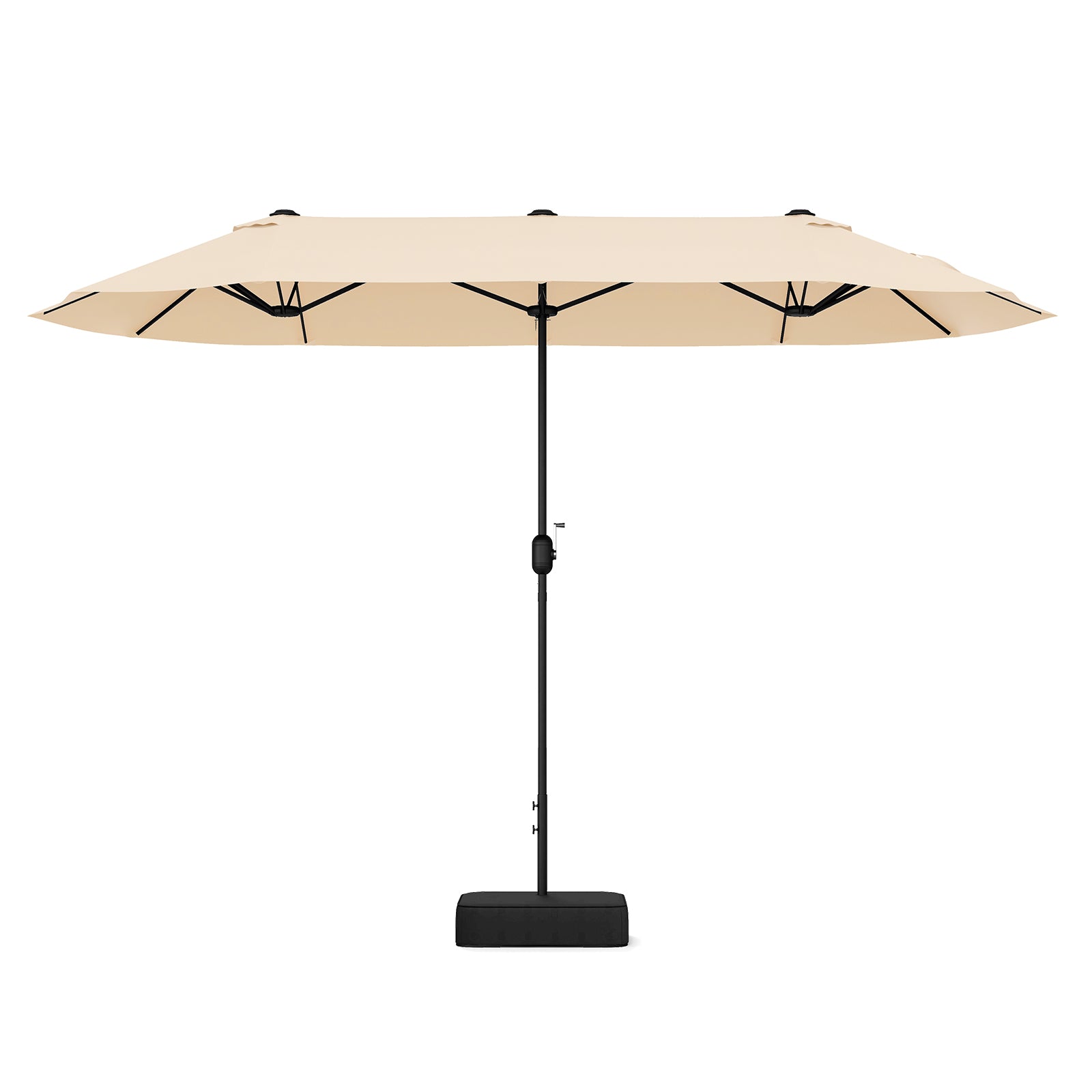 13 Feet Double-Sided Patio Twin Table Umbrella with Crank Handle, Beige Outdoor Umbrellas Beige at Gallery Canada