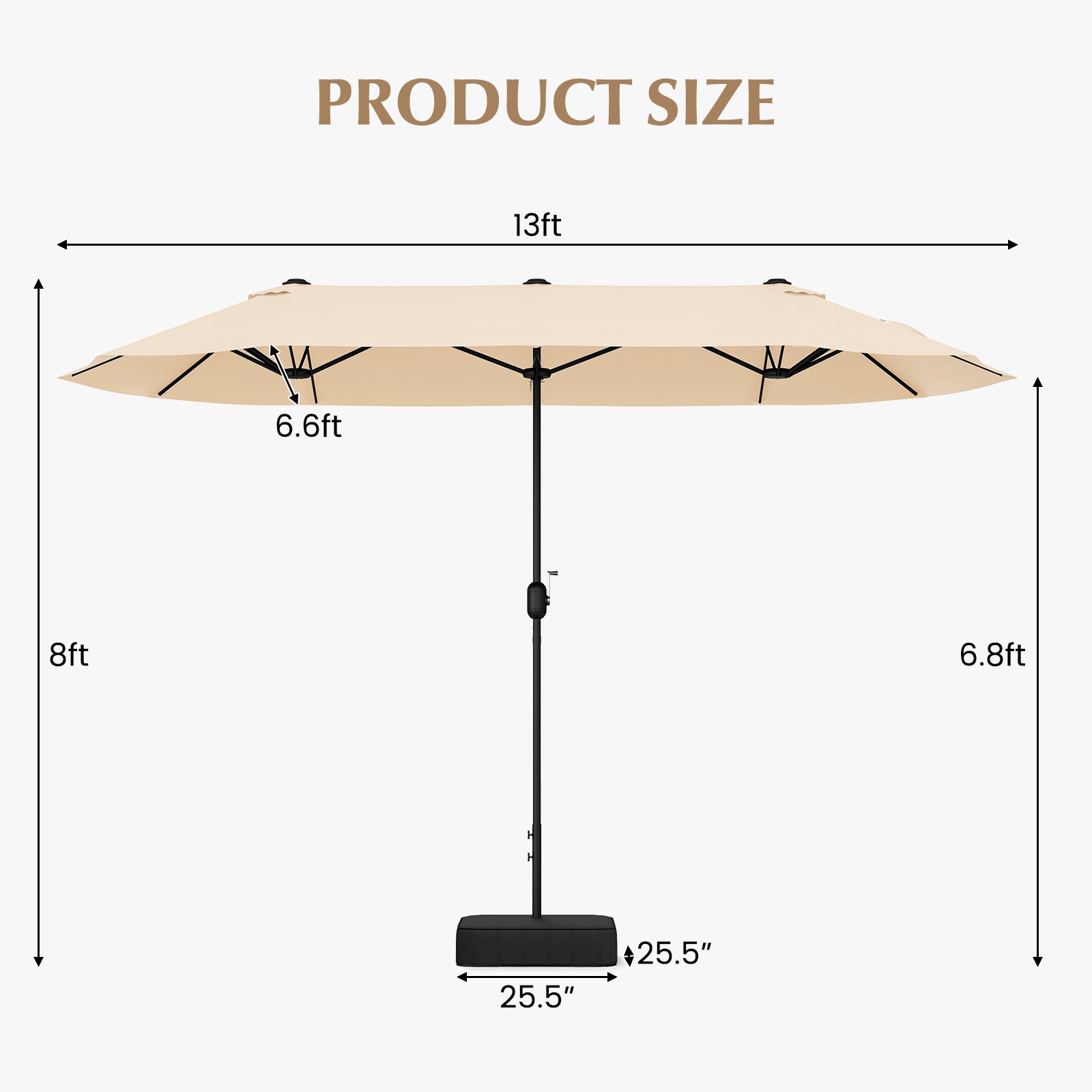 13 Feet Double-Sided Patio Twin Table Umbrella with Crank Handle, Beige Outdoor Umbrellas at Gallery Canada