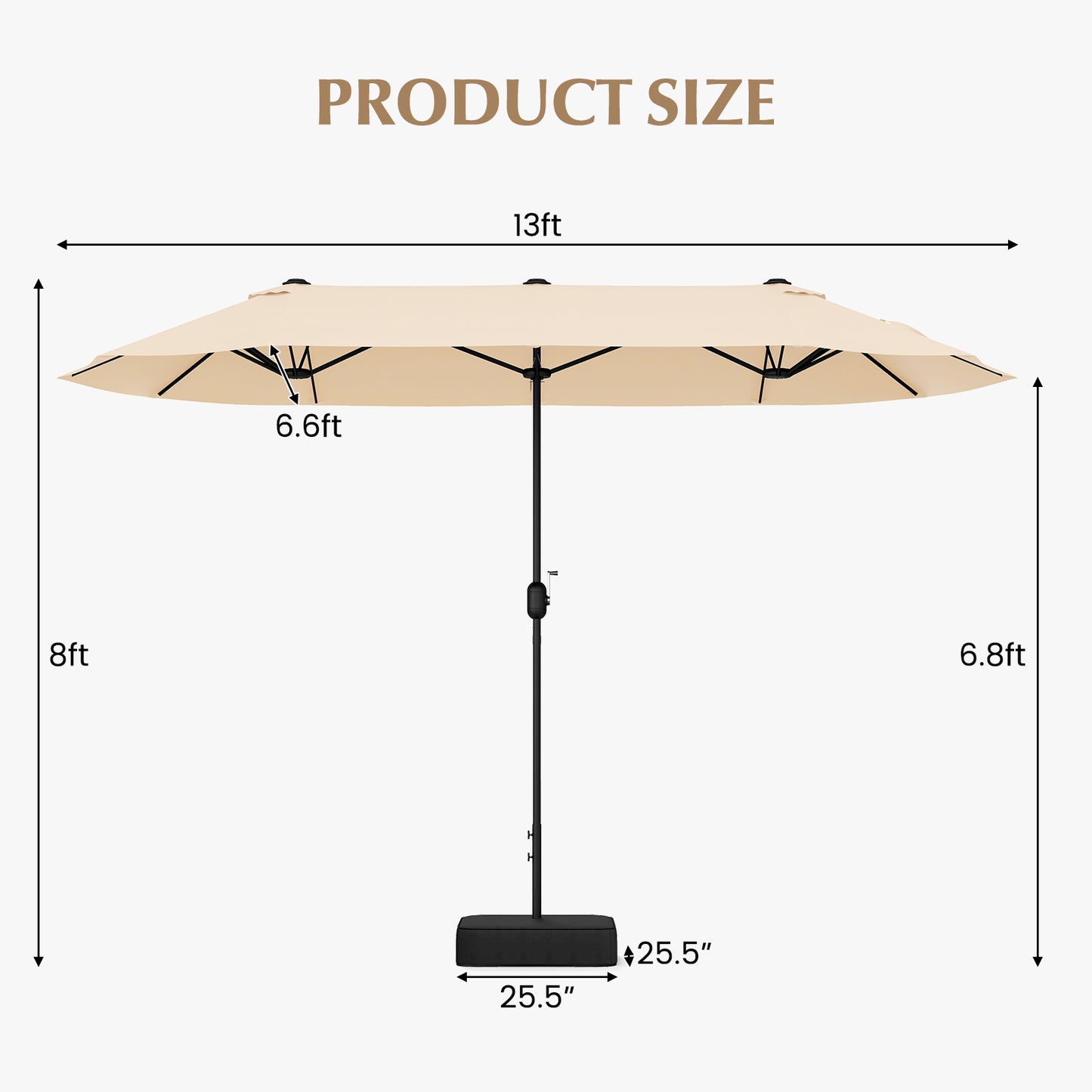 13 Feet Double-Sided Patio Twin Table Umbrella with Crank Handle, Beige Outdoor Umbrellas at Gallery Canada