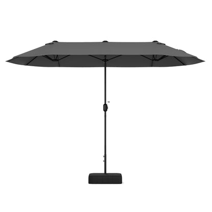 13 Feet Double-Sided Patio Twin Table Umbrella with Crank Handle, Gray Outdoor Umbrellas at Gallery Canada