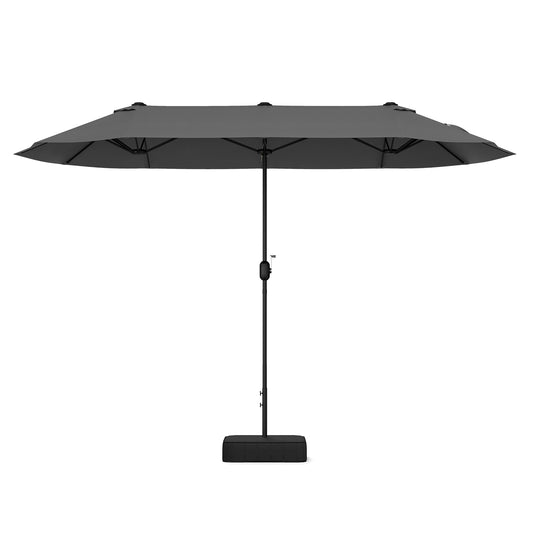 13 Feet Double-Sided Patio Twin Table Umbrella with Crank Handle, Gray Outdoor Umbrellas Gray at Gallery Canada