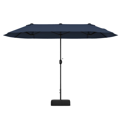 13 Feet Double-Sided Patio Twin Table Umbrella with Crank Handle, Navy Outdoor Umbrellas Navy at Gallery Canada