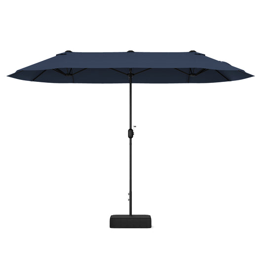 13 Feet Double-Sided Patio Twin Table Umbrella with Crank Handle, Navy Outdoor Umbrellas Navy at Gallery Canada