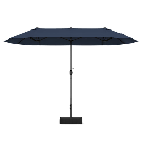 13 Feet Double-Sided Patio Twin Table Umbrella with Crank Handle, Navy