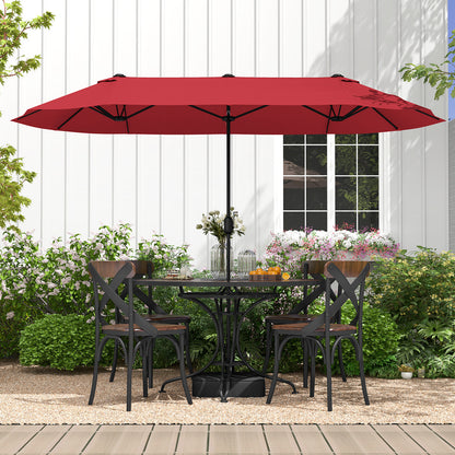 13 Feet Double-Sided Patio Twin Table Umbrella with Crank Handle, Wine Outdoor Umbrellas at Gallery Canada