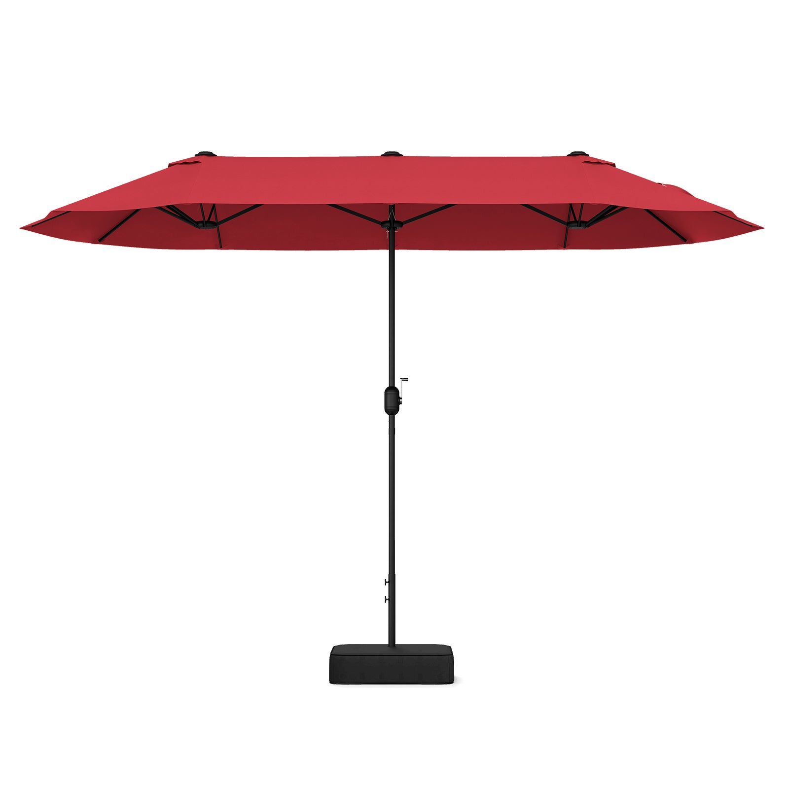 13 Feet Double-Sided Patio Twin Table Umbrella with Crank Handle, Wine Outdoor Umbrellas Wine at Gallery Canada