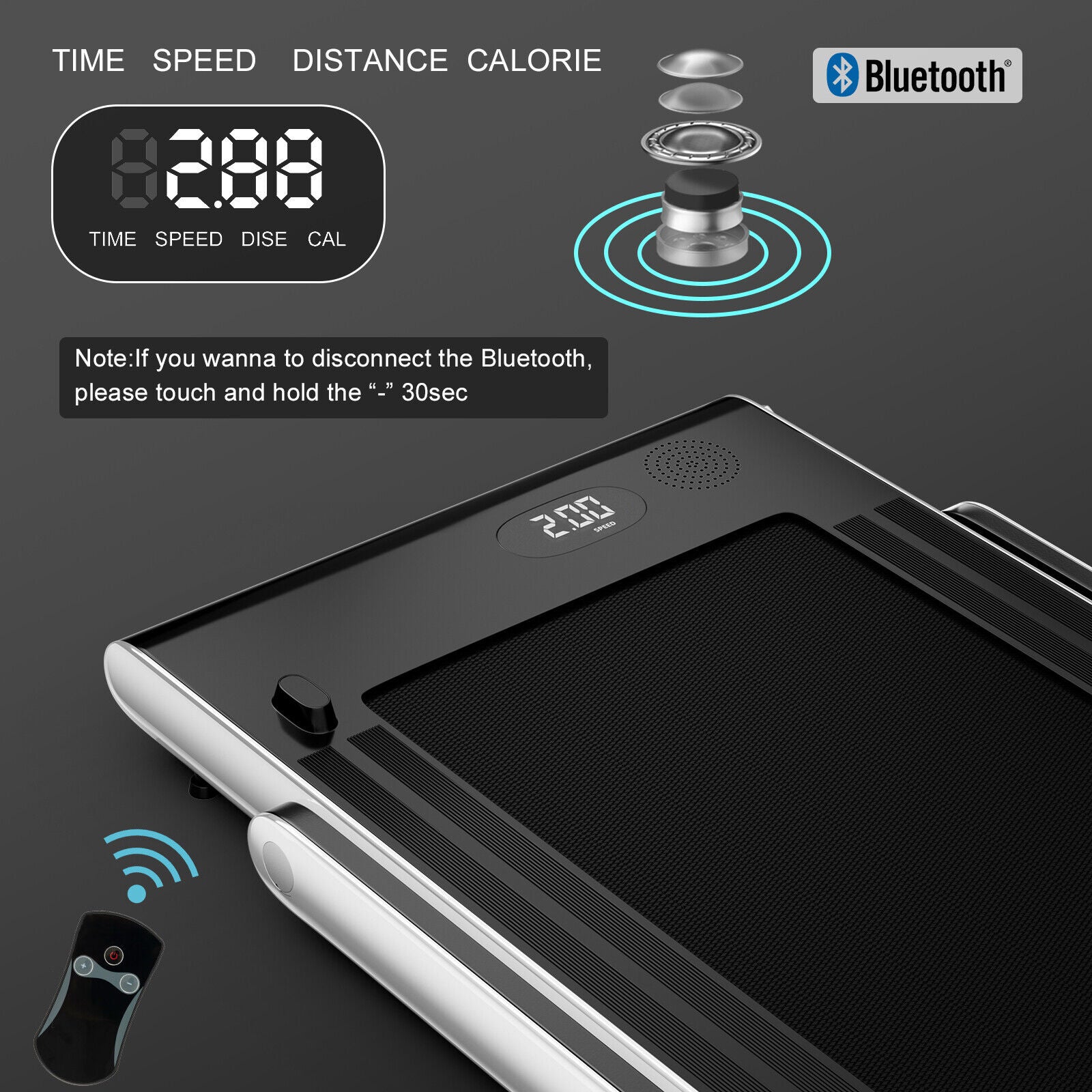 2.25HP 2 In 1 Folding Treadmill, App Speaker Remote Control, Silver Treadmills at Gallery Canada