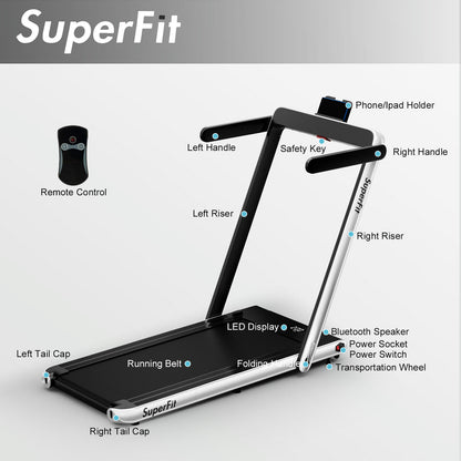 2.25HP 2 In 1 Folding Treadmill, App Speaker Remote Control, Silver Treadmills at Gallery Canada