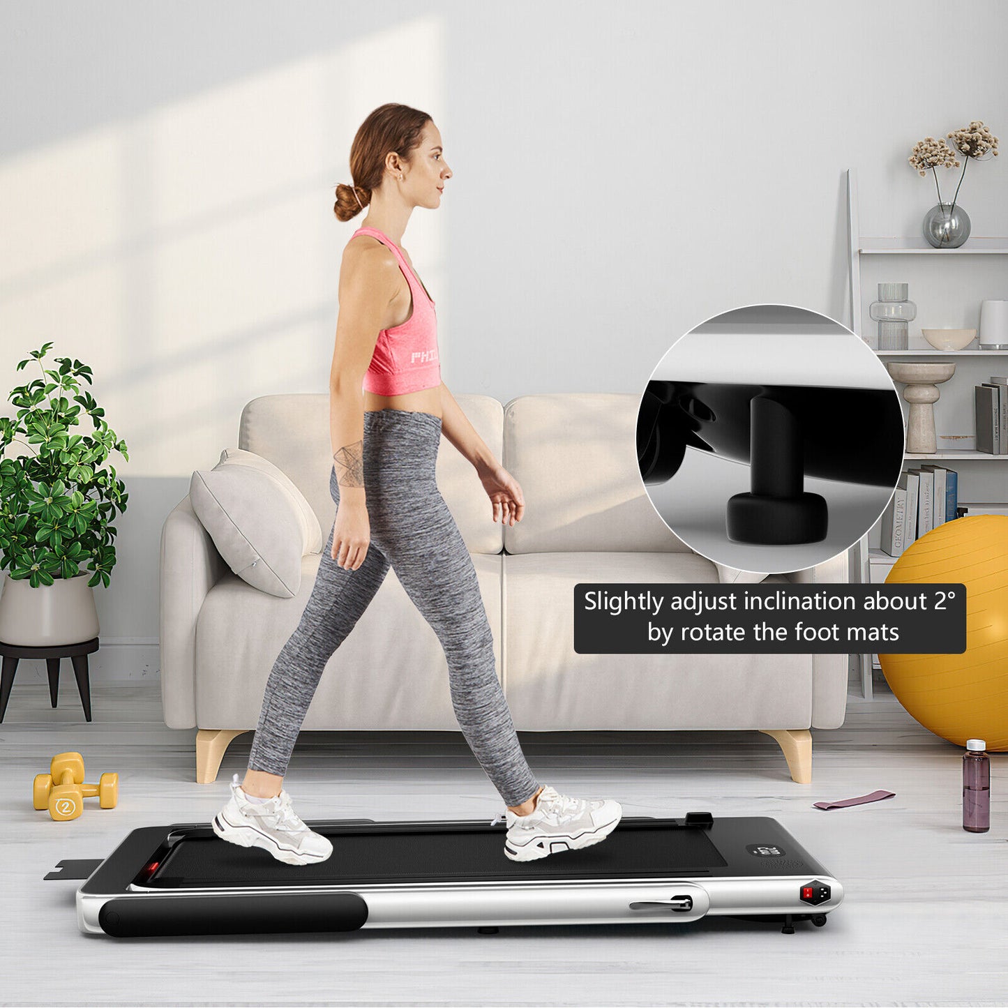 2.25HP 2 In 1 Folding Treadmill, App Speaker Remote Control, Silver Treadmills at Gallery Canada