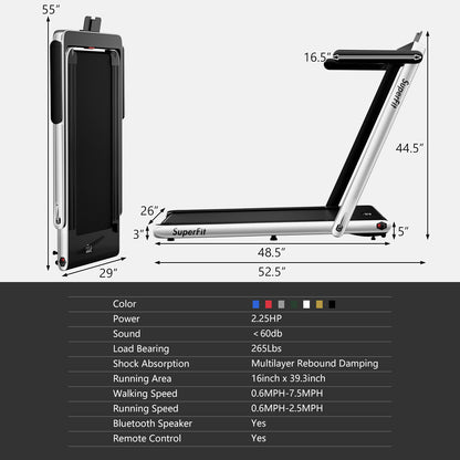 2.25HP 2 In 1 Folding Treadmill, App Speaker Remote Control, Silver Treadmills at Gallery Canada