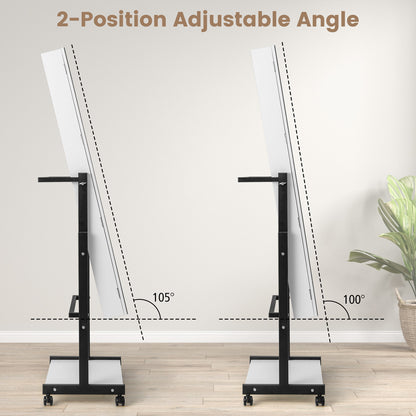 46 LED Mirror Jewelry Cabinet, White With Wheels, 3-Color