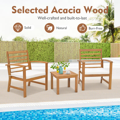 3 Pieces Outdoor Furniture Set with Soft Seat Cushions, White Patio Conversation Sets at Gallery Canada