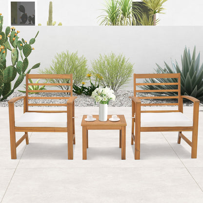 3 Pieces Outdoor Furniture Set with Soft Seat Cushions, White Patio Conversation Sets at Gallery Canada