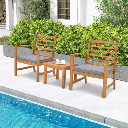 3 Pieces Outdoor Furniture Set with Soft Seat Cushions, Gray Patio Conversation Sets at Gallery Canada