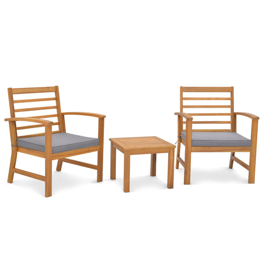 3 Piece Outdoor Furniture Set, Soft Seat Cushions, Gray Patio Conversation Sets Gray at Gallery Canada