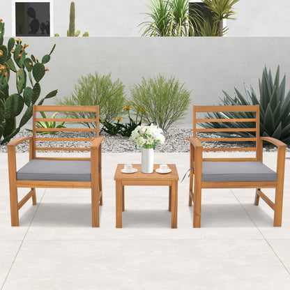 3 Pieces Outdoor Furniture Set with Soft Seat Cushions, Gray Patio Conversation Sets at Gallery Canada