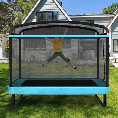 6 Feet Kids Entertaining Trampoline with Swing Safety Fence, Blue
