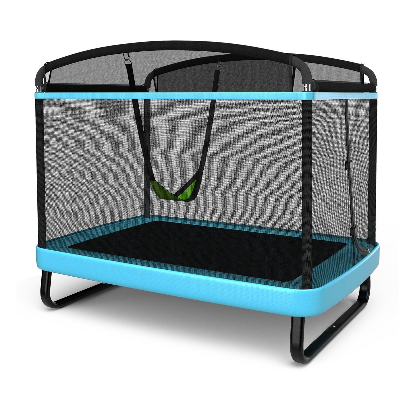 6 Feet Kids Entertaining Trampoline with Swing Safety Fence, Blue - Gallery Canada