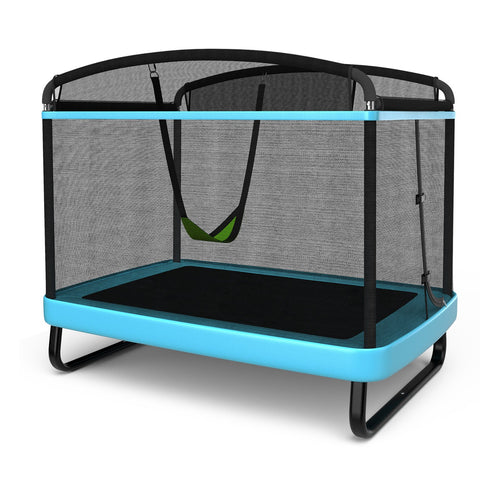 6 Feet Kids Entertaining Trampoline with Swing Safety Fence, Blue