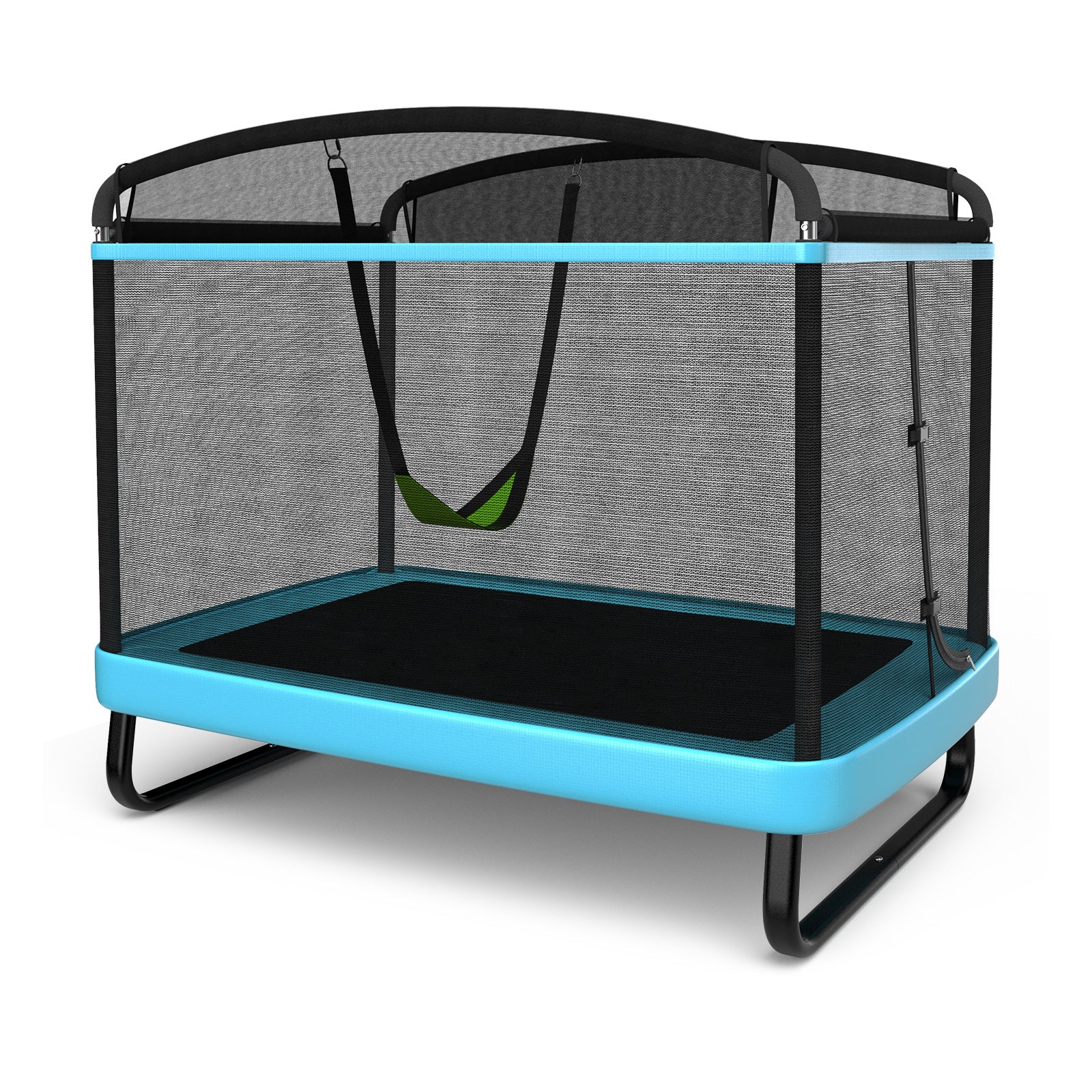 6 Feet Kids Entertaining Trampoline with Swing Safety Fence, Blue Trampolines at Gallery Canada